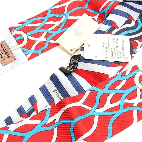【広尾店】未使用品 エルメス HERMES ツイリー Ballet Aquatique 水中のバレエ スカーフ 赤×青 シルク100% 【18533】 |  | 03