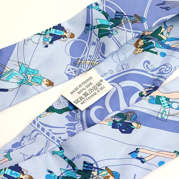 【広尾店】美品 エルメス HERMES ツイリー Ex Libris Les Parisiennes パリの女性たちの蔵書票 スカーフ ブルー系 【18534】 |  | 04