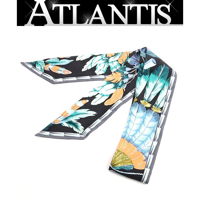 【広尾店】エルメス HERMES ツイリー BRAZIL ブラジル スカーフ 黒 マルチカラー シルク100% 【18535】 | 