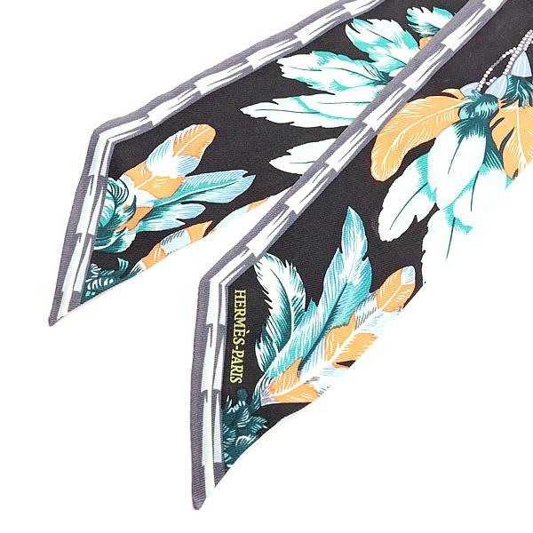 【広尾店】エルメス HERMES ツイリー BRAZIL ブラジル スカーフ 黒 マルチカラー シルク100% 【18535】 |  | 02