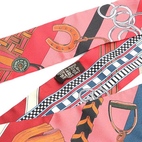 【広尾店】エルメス HERMES ツイリー 馬勒とチャーム スカーフ 赤系 マルチカラー シルク100% 【18536】 |  | 04