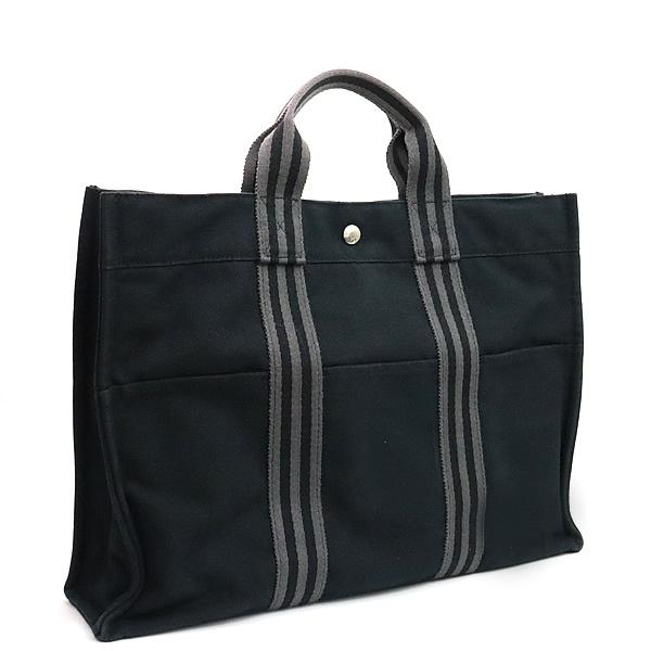 【広尾店】エルメス HERMES フールトゥMM トートバッグ キャンバス 黒 【18543】 |  | 01