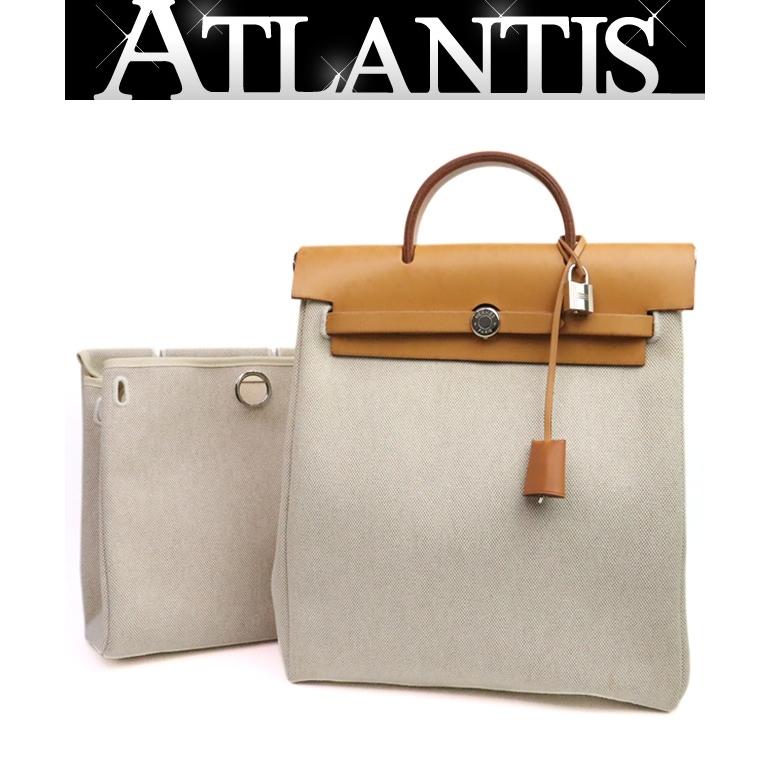 【広尾店】 エルメス HERMES エールバッグアドPM トワルアッシュ×ヴァッシュハンター ライトブラウン □G刻印(2003年) 【18545】 | 