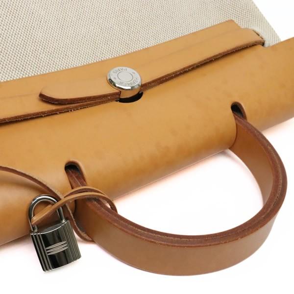 【広尾店】 エルメス HERMES エールバッグアドPM トワルアッシュ×ヴァッシュハンター ライトブラウン □G刻印(2003年) 【18545】 |  | 04