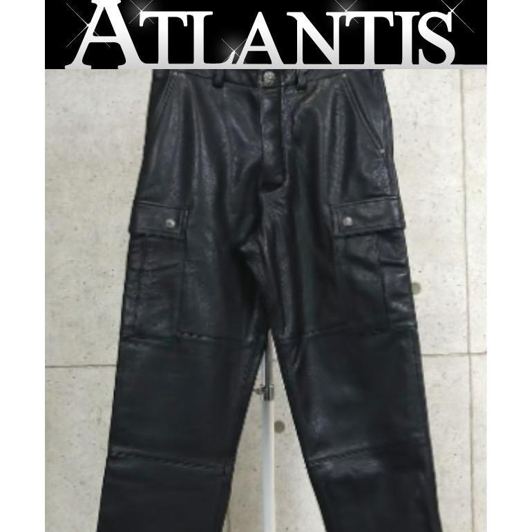 【世界最安】 CHROME HEARTS 新宿店 クロムハーツ SALE 新品 DEVIL DOG レザーカーゴパンツ メンズ シルバー SV925 30インチ 黒 30496 | 