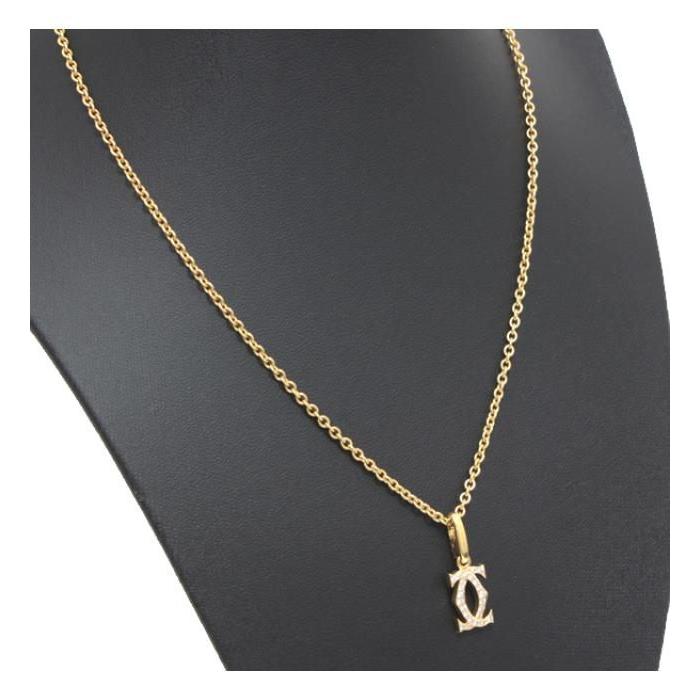 カルティエ Cartier 2Cダイヤネックレス 750 YG 【62074】 : atlantis