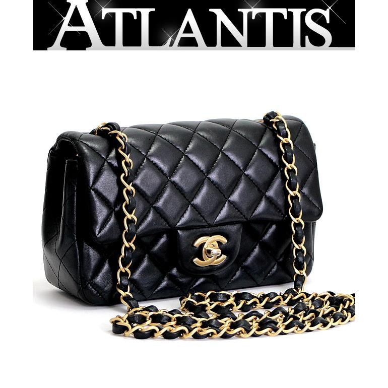 シャネル CHANEL ミニマトラッセ20 チェーンショルダーバッグ ラム 黒