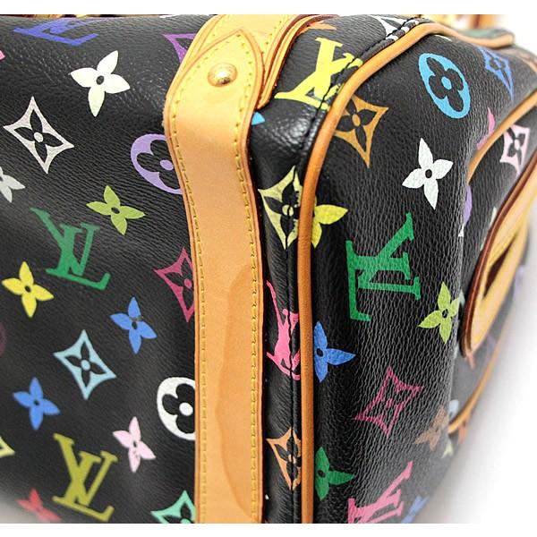 LOUIS VUITTON 美品 ルイヴィトン プリシラ モノグラムマルチカラー ノワール ハンドバッグ M40097 PVC レザー SP0026 ブラック マルチカラー ミニボストン LV ABランク 中古 鑑定済 ヴィトンバッグ ルイヴィトン LOUIS VUITTON プリシラ ハンドバッグ マルチカラー 黒