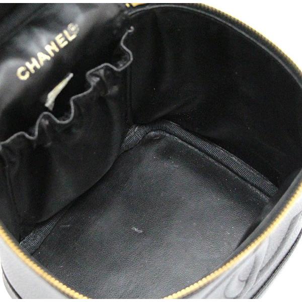 シャネル CHANEL バニティバッグ 化粧ポーチ キャビアスキン 黒 