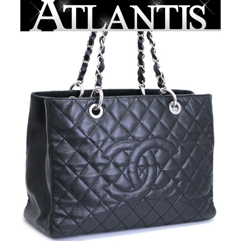 シャネル CHANEL GSTチェーントートバッグ キャビアスキン 黒 S金具