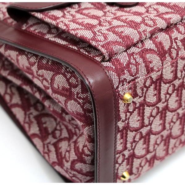 【超美品】クリスチャンディオール トロッター ジャガード ソリッド ワインレッド クリスチャンディオール Christian Dior トロッター ダブルポケット