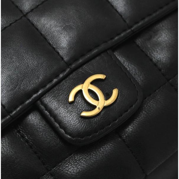 シャネル CHANEL チョコバー ミニチェーンショルダーバッグ ラム 黒 G  