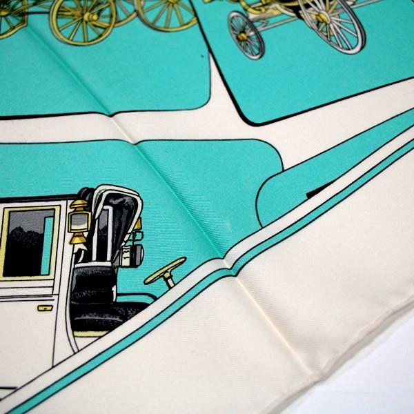エルメス HERMES カレ90 CARROSSERIE 螺旋車体 馬車 ホワイト×ライト
