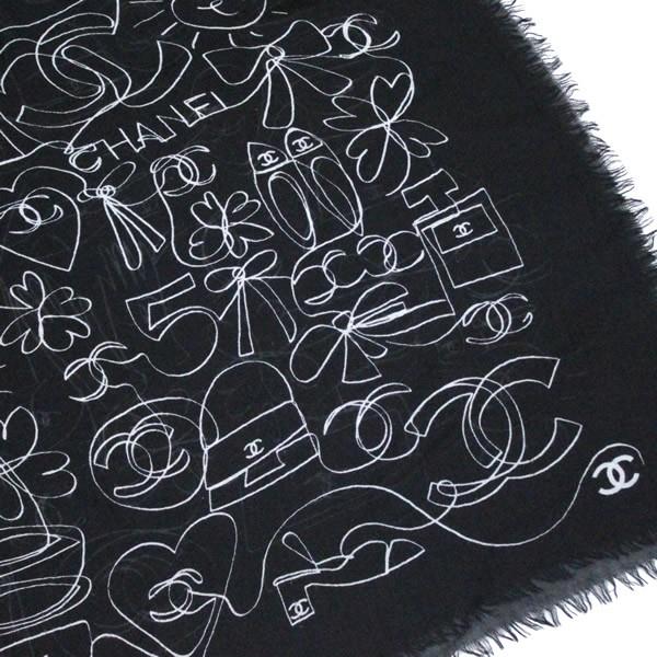 シャネル CHANEL ストール ショール シャネル総柄 カシミヤ 【64552