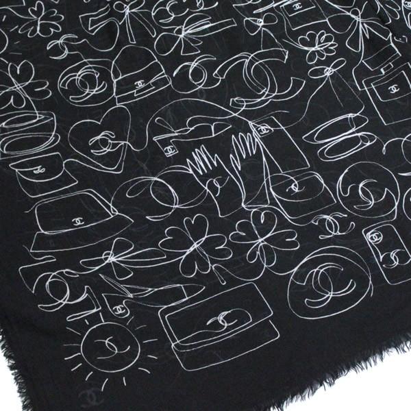 シャネル CHANEL ストール ショール シャネル総柄 カシミヤ 【64552