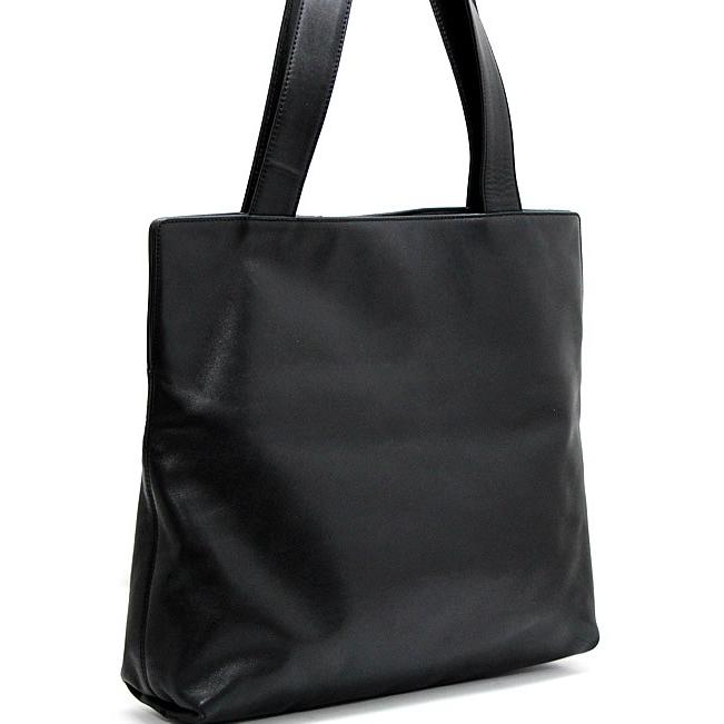 シャネル CHANEL ココマークステッチ トートバッグ レザー 黒 【64678
