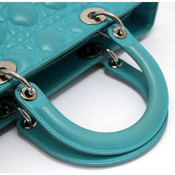 【在庫処分大セール】ディオール Dior レディディオール カナージュ 2WAYバッグ ラージ ラムレザー ターコイズ S金具 【64751】 |  | 02