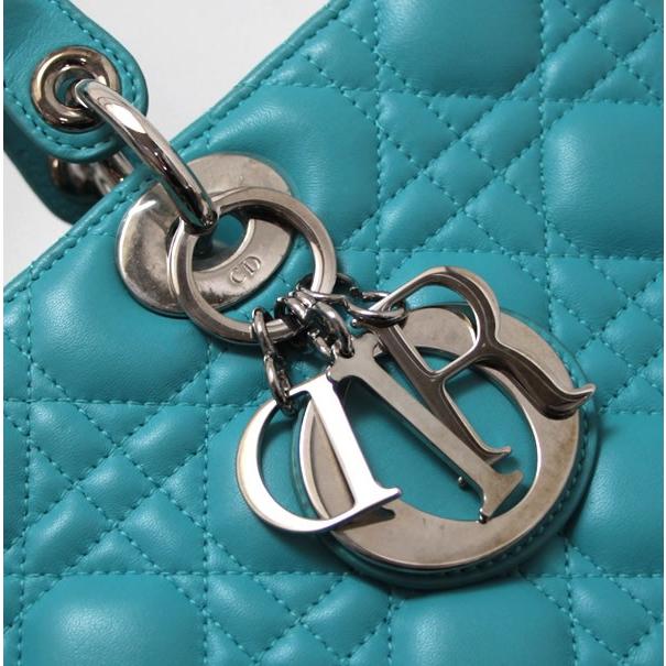 【在庫処分大セール】ディオール Dior レディディオール カナージュ 2WAYバッグ ラージ ラムレザー ターコイズ S金具 【64751】 |  | 03