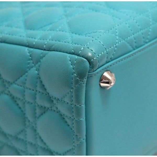 【在庫処分大セール】ディオール Dior レディディオール カナージュ 2WAYバッグ ラージ ラムレザー ターコイズ S金具 【64751】 |  | 04