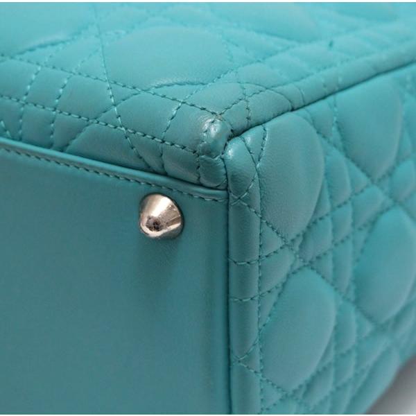 【在庫処分大セール】ディオール Dior レディディオール カナージュ 2WAYバッグ ラージ ラムレザー ターコイズ S金具 【64751】 |  | 05