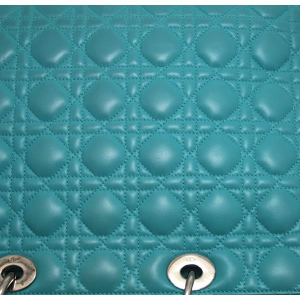 【在庫処分大セール】ディオール Dior レディディオール カナージュ 2WAYバッグ ラージ ラムレザー ターコイズ S金具 【64751】 |  | 06