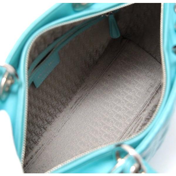 【在庫処分大セール】ディオール Dior レディディオール カナージュ 2WAYバッグ ラージ ラムレザー ターコイズ S金具 【64751】 |  | 07