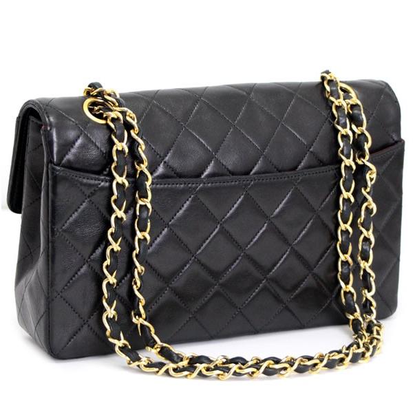 CHANEL ヴィンテージ マトラッセ チェーンショルダーバッグ ラム 黒 1