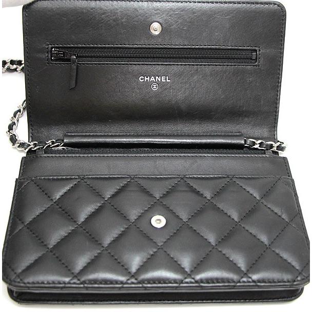 シャネル CHANEL マトラッセ チェーンウォレット ラム 黒 S金具 【64930】｜atlantis｜03