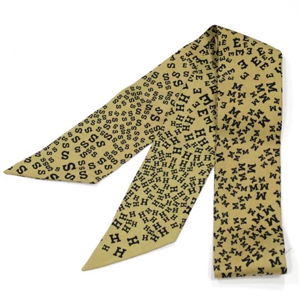 【良品】HERMES・エルメス・スカーフ・イエロー・ロゴ・アルファベット 良品】HERMES・エルメス・スカーフ・イエロー・ロゴ・アルファベット