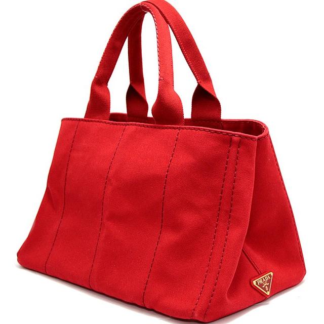 プラダ PRADA カナパM トートバッグ キャンバス 赤 レッド 【65124】 |  | 01