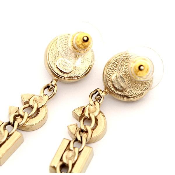 美品 シャネル CHANEL ロゴ スイングロングピアス ラインストーン A20