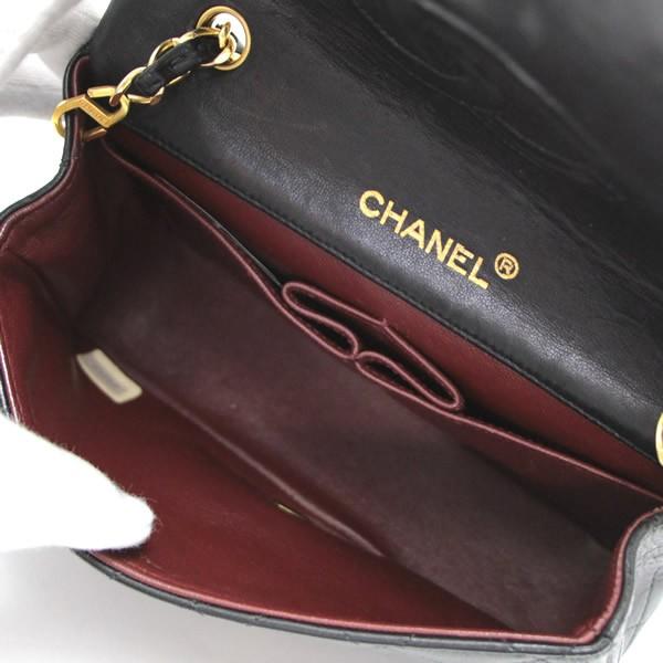 シャネル CHANEL ミニマトラッセ フルフラップ チェーンショルダーバッグ ラム 黒 G金具 【65178】｜atlantis｜08