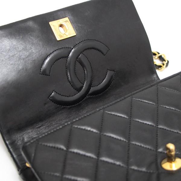 シャネル CHANEL ミニマトラッセ フルフラップ チェーンショルダーバッグ ラム 黒 G金具 【65178】｜atlantis｜10