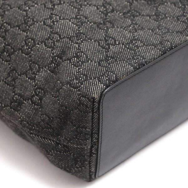 美品 グッチ GUCCI GG柄 バケツ型 トートバッグ キャンバス レザー 黒