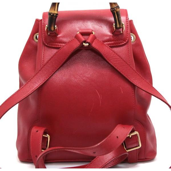 グッチ GUCCI バンブー ミニリュックサック レザー レッド 【65237