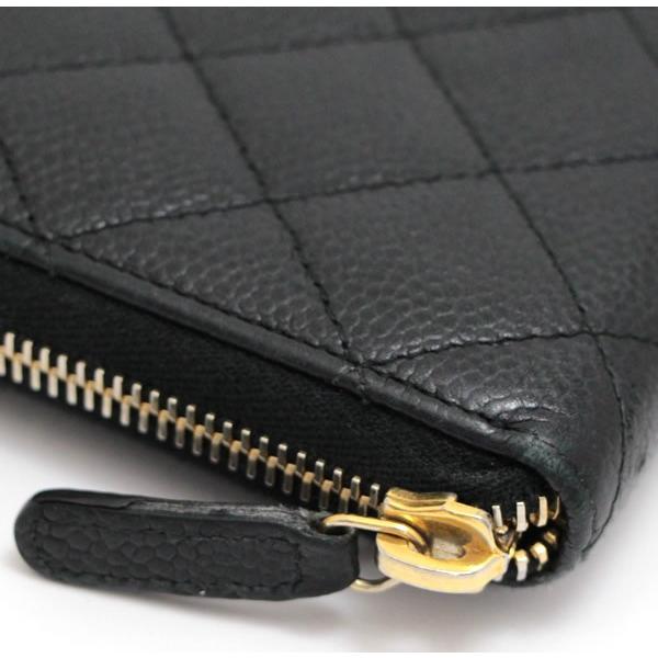 シャネル CHANEL マトラッセ ラウンドファスナー 長財布 キャビア