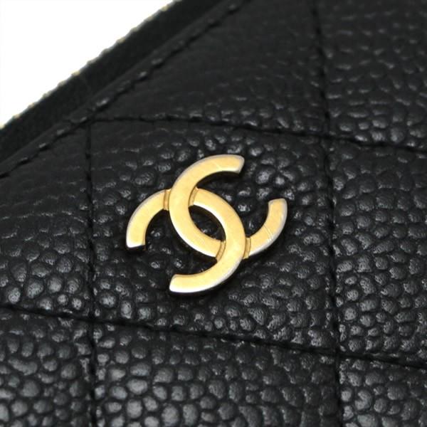 CHANEL 黒 レザー 長財布 マトラッセ シャネル CHANEL マトラッセ ラウンドファスナー 長財布 キャビア
