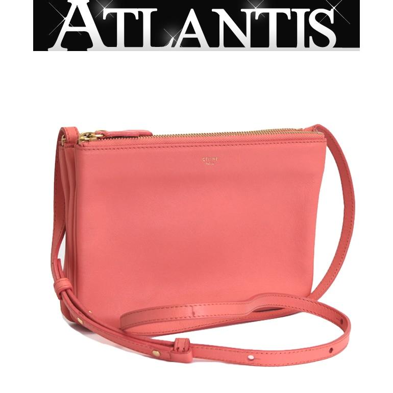 セリーヌ CELINE トリオ ショルダーバッグ スモール ラムスキン コーラルピンク 【65415】 | 