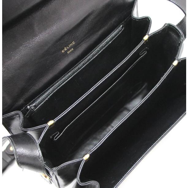 セリーヌ CELINE ヴィンテージ 馬車金具 ショルダーバッグ カーフ 黒