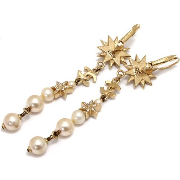 シャネル CHANEL ココマーク スイング パールピアス ラインストーン