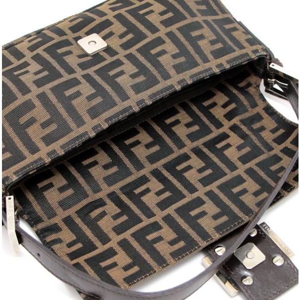 フェンディ マンマバケット ズッカ柄 ハンドバッグ ブラウン キャンバス レザー フェンディ ズッカ マンマバケット キャンバス×レザー ショルダー