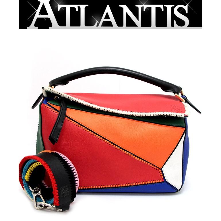 美品 ロエベ LOEWE パズルバッグ 2WAYバッグ ミディアム レザー マルチ