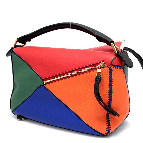 美品 ロエベ LOEWE パズルバッグ 2WAYバッグ ミディアム レザー マルチ