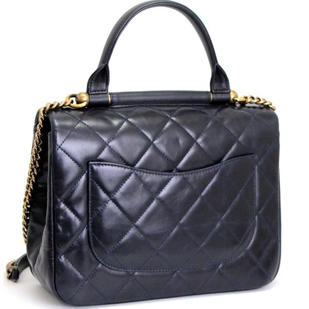 美品 シャネル CHANEL マトラッセ25 トップハンドル 2WAYバッグ ラムスキン ネイビー G金具 【65850】