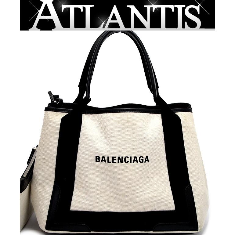 バレンシアガ BALENCIAGA ネイビーカバス S スモール トートバッグ 白