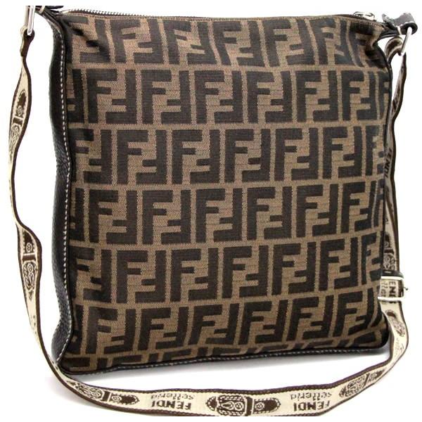 FENDI フェンディ ズッカ FFロゴ キャンバス レザー ショルダーバッグ フェンディ FENDI ズッカ ショルダーバッグ ロゴショルダー キャンバス