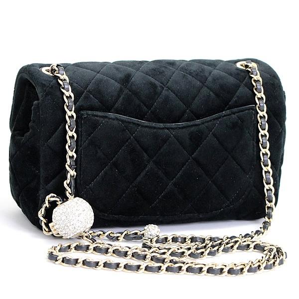 シャネル CHANEL ミニマトラッセ チェーンショルダーバッグ ベロア 黒