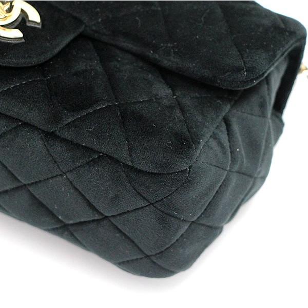シャネル CHANEL ミニマトラッセ チェーンショルダーバッグ ベロア 黒
