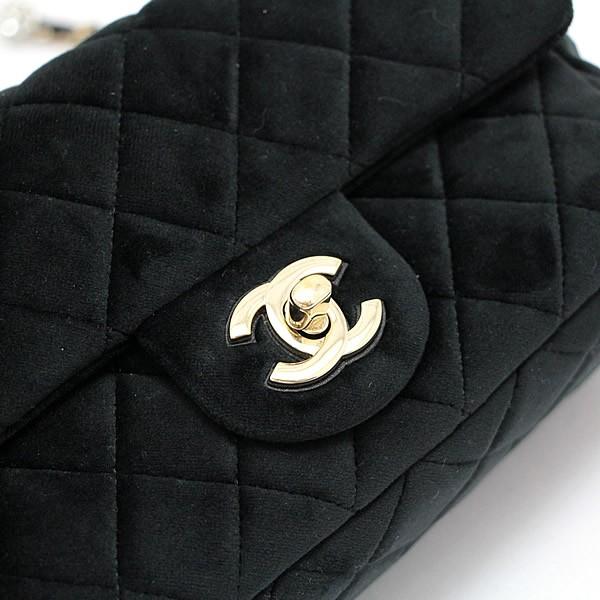 シャネル CHANEL ミニマトラッセ チェーンショルダーバッグ ベロア 黒
