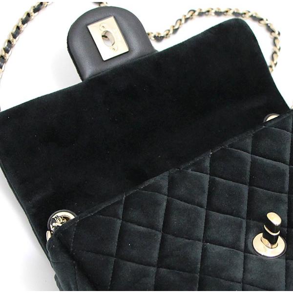 シャネル CHANEL ミニマトラッセ チェーンショルダーバッグ ベロア 黒